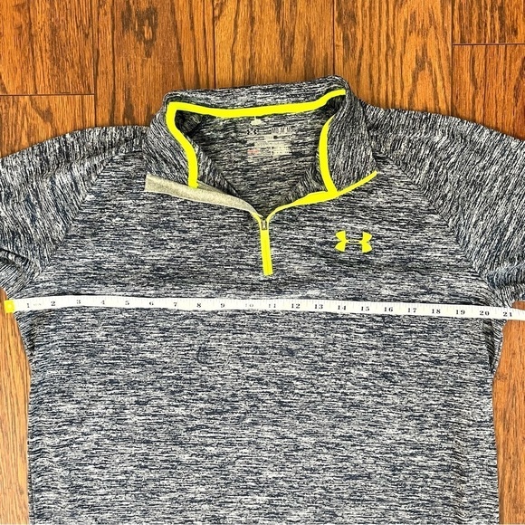 Under Armour Cold Gear Gray Navy Lime Chartreuse Long Sleeve Athletic Top Medium - Picture 11 of 13